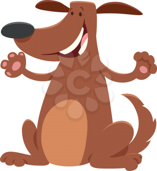 Cartoon Illustration of Happy Brown Dog Domestic Animal Character