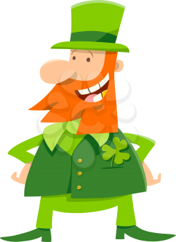 Cartoon Illustration of Funny Leprechaun on Saint Patrick Day
