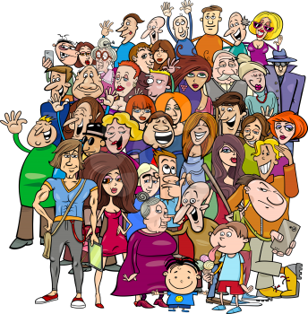Cartoon Illustration of People Characters Group in the Crowd