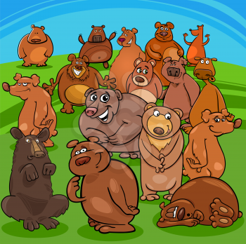 Cartoon Illustration of Funny Bears Animal Characters Group