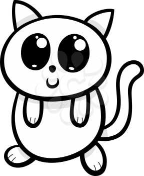 Cartoon Illustration of Kawaii Style Cute Cat or Kitten