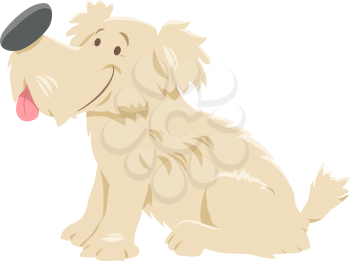 Cartoon Illustration of Funny Shaggy Beige Dog Animal Character