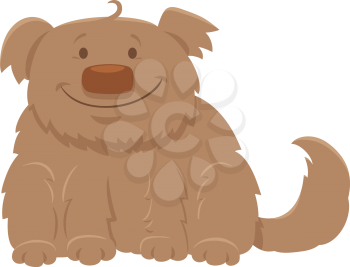 Cartoon Illustration of Happy Shaggy Dog Animal Character