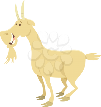 Cartoon Illustration of Happy Goat Farm Animal Character