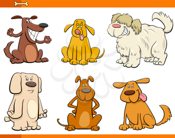 Cartoon Illustration of Comic Dogs or Puppies Animal Characters Set