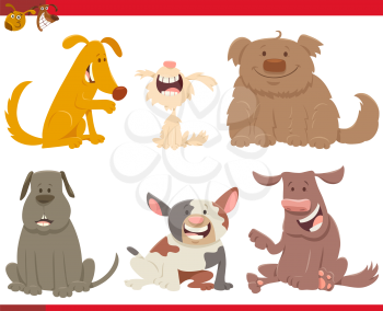 Cartoon Illustration of Happy Dogs or Puppies Animal Characters Set