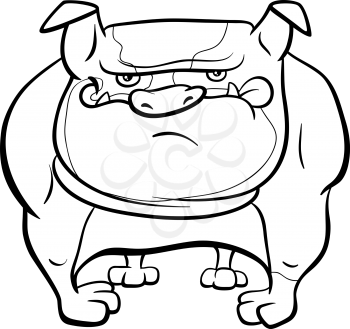 Black and White Cartoon Illustration of Bulldog Dog Animal Character Coloring Book