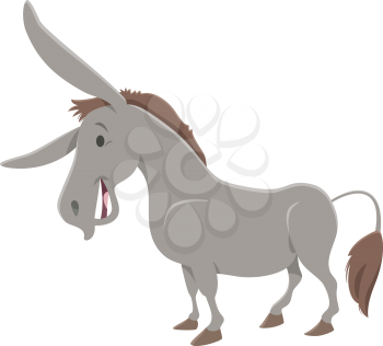 Cartoon illustration of funny donkey farm animal character