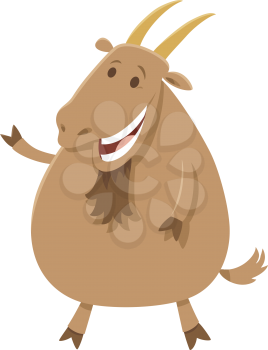 Cartoon illustration of happy goat farm animal character