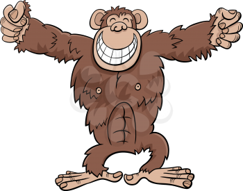 Cartoon Illustration of Funny Gorilla Ape Wild Animal Character
