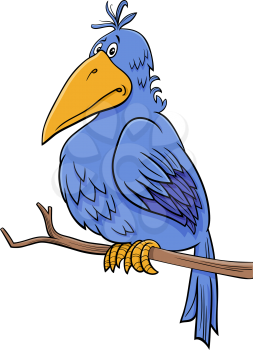 Cartoon illustration of fantasy blue bird comic animal character