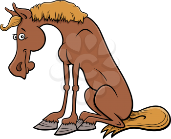 Cartoon illustration of comic horse farm animal character