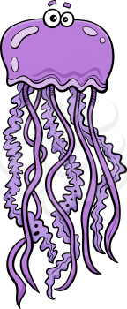 Cartoon illustration of funny jellyfish sea animal character