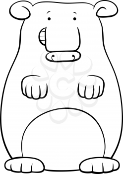 Black and White Cartoon Illustration of Funny Brown Bear Comic Wild Animal Character Coloring Book Page