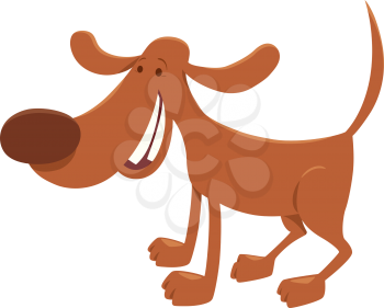 Cartoon Illustration of Happy Brown Dog Domestic Animal Character