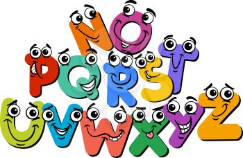 Cartoon Illustration of Happy Capital Letter Characters Alphabet Group