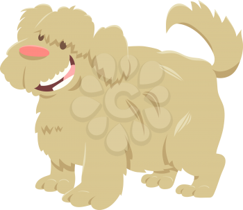 Cartoon Illustration of Happy Shaggy Dog Domestic Animal Character