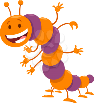 Cartoon Illustration of Funny Caterpillar Insect Comic Animal Character