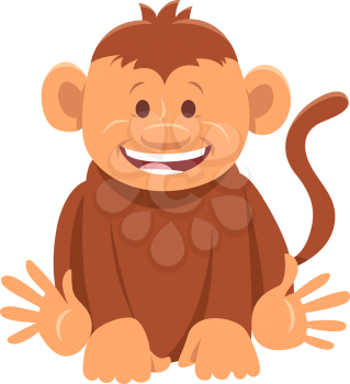 Cartoon Illustration of Cute Happy Monkey Comic Animal Character