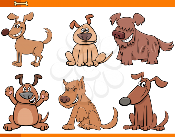 Cartoon Illustration of Comic Dogs and Puppies Animal Characters Set