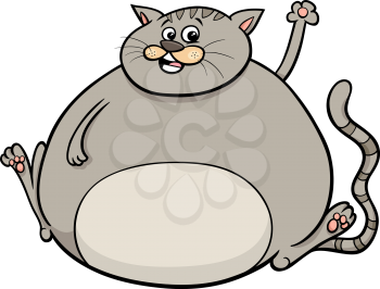 Cartoon Illustration of Funny Overweight Cat Comic Animal Character