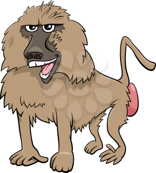 Cartoon Illustration of Funny Baboon Monkey Wild Animal Character