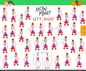 Cartoon Illustration of Educational Game of Counting Left and Right Oriented Pictures for Funny Robot Character