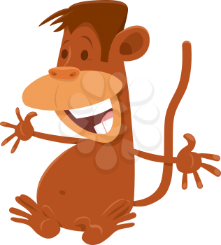 Cartoon Illustration of Happy Monkey Comic Wild Animal Character