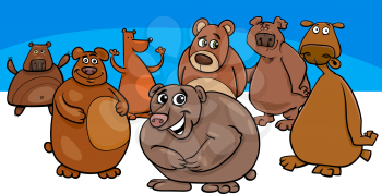 Cartoon Illustration of Bears Wild Animal Characters Group