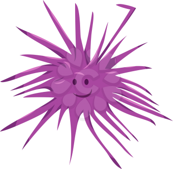 Cartoon Illustration of Funny Sea Urchin Animal Character
