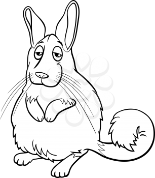 Black and white cartoon illustration of viscacha comic animal character coloring book page