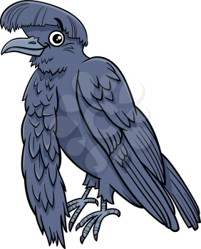 Cartoon illustration of umbrellabird animal character