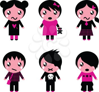 Royalty Free Clipart Image of Emo Kids