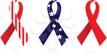 Royalty Free Clipart Image of American Ribbons