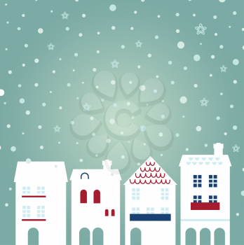 White christmas buildings. Vector Illustration