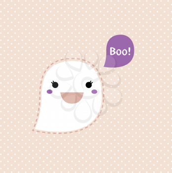 Kawaii Halloween Ghost. Vector Illustration