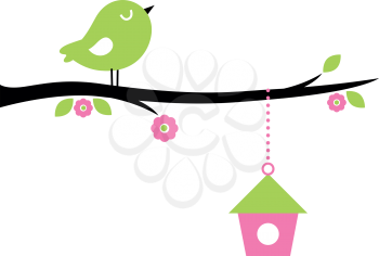 Beautiful cute Spring bird. Vector cartoon Illustration
