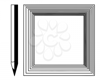 Royalty Free Clipart Image of a Frame and Pencil