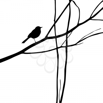 Royalty Free Clipart Image of a Bird on a Branch