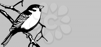 Royalty Free Clipart Image of a Bird on a Branch