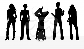 Royalty Free Clipart Image of Dancing Women