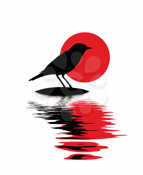 Royalty Free Clipart Image of a Bird on a Stone