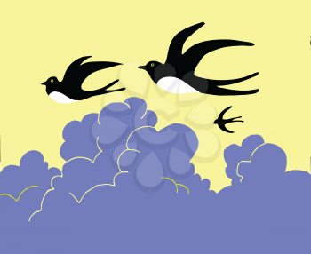 Royalty Free Clipart Image of Birds Flying