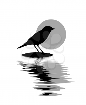 Royalty Free Clipart Image of a Bird on a Stone