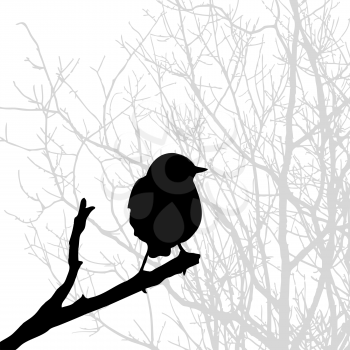 Royalty Free Clipart Image of a Bird on a Branch