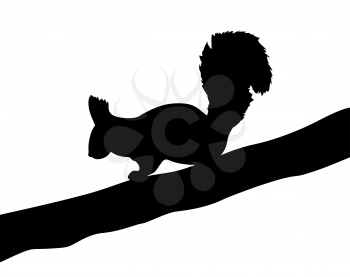 Royalty Free Clipart Image of a Squirrel on a Branch