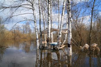 hunting cabin in water