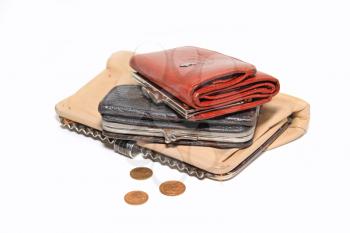 old purses on white background