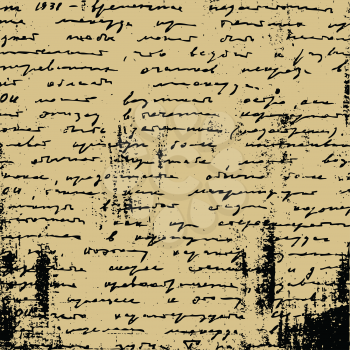aging manuscript on brown paper, vector illustration