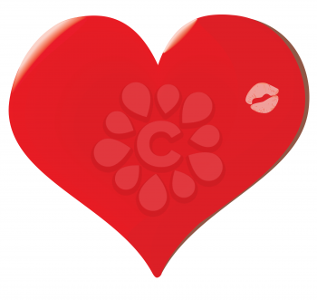 Royalty Free Clipart Image of a Heart With a Kiss on It